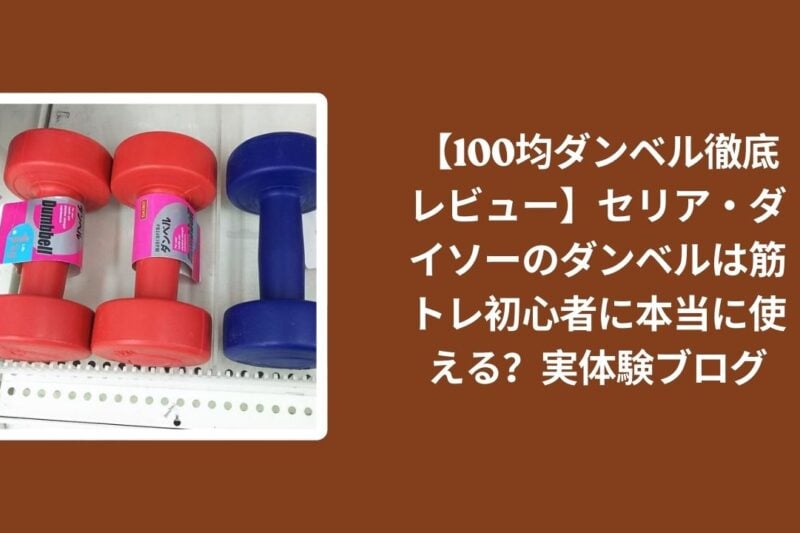 【100均ダンベル徹底レビュー】セリア・ダイソーのダンベルは筋トレ初心者に本当に使える？実体験ブログ
